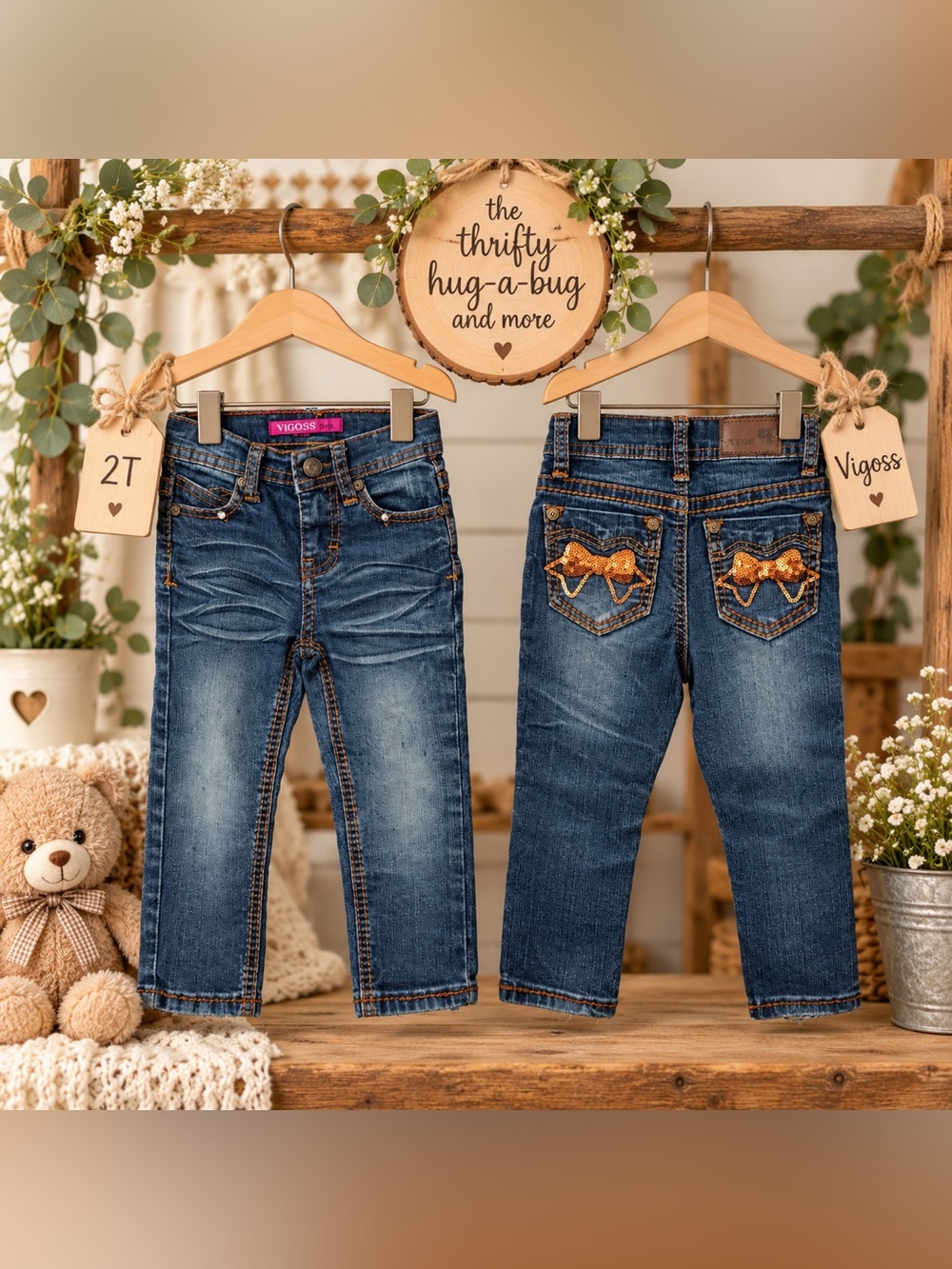 VIGOSS Girls 2T Bow Pocket Jeans 🎀👖 | Cute Boutique Denim